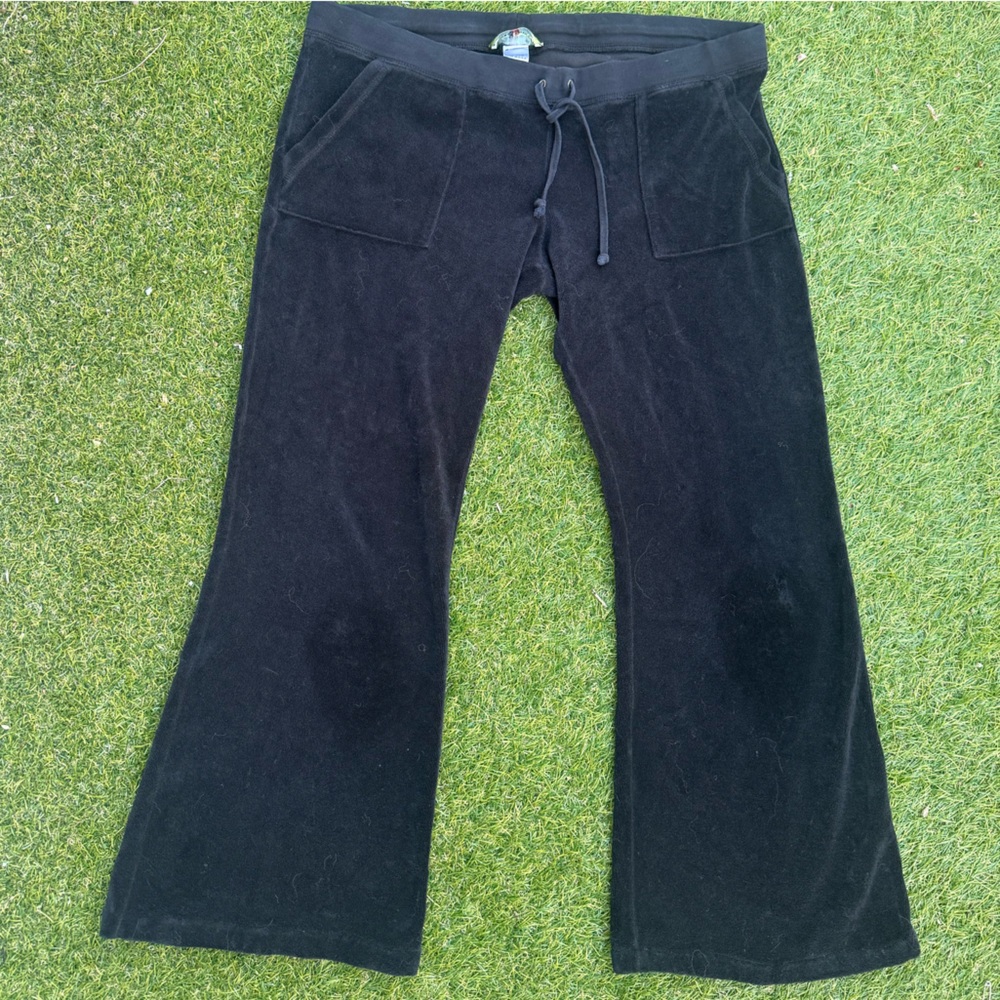 Vintage Juicy Couture Black Velour Track Pants Size Large
